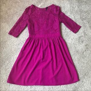 ModCloth C. Luce Quarter Sleeve Magenta Dress